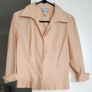 Talbots Petites Women's Pink/Beige Button-Down Shirt